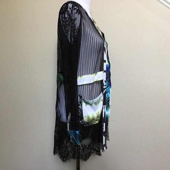 MONA LEAH COUTURE Paris black sheer lace jacket M - Picture 2 of 7